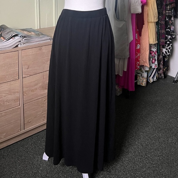 Black Ribbed Maxi Midi Modest Column Slinky Stretch Basic Lightweight Skirt M-L - Picture 2 of 14